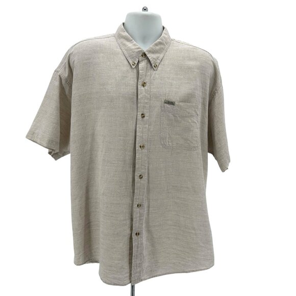 Vintage Chaps Ralph Lauren Mens XL Button Shirt Linen Blend Beige Ivory - Picture 1 of 6